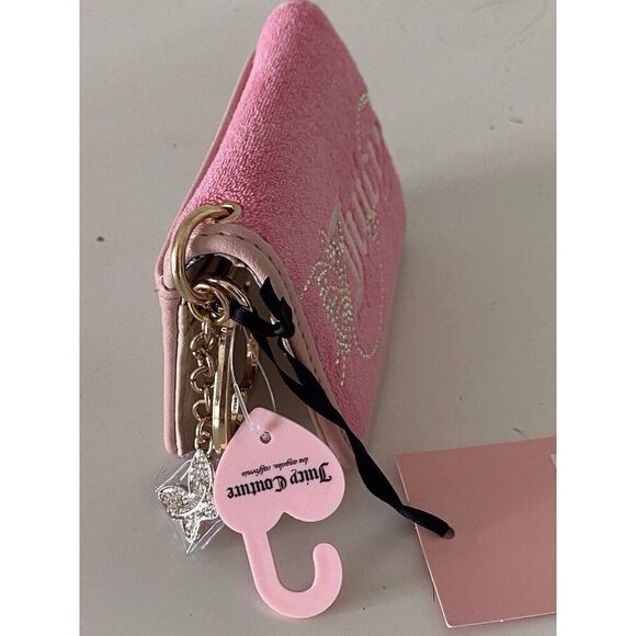 Juicy Couture Wing It Card Case Key Fob Wallet Pink Lemonade Butterfly Bling NEW - Picture 6 of 10